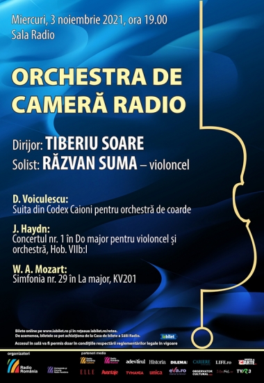  Dirijorul TIBERIU SOARE și violoncelistul RĂZVAN SUMA  vor fi aplaudați pe scena Sălii Radio